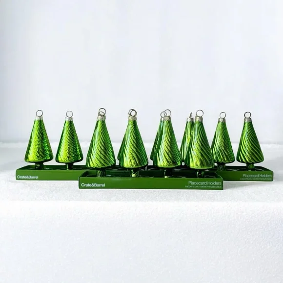 Crate and Barrel Blown Glass Holiday Tree Placecard Holders | 3 Sets, 12 Total - Picture 2 of 10
